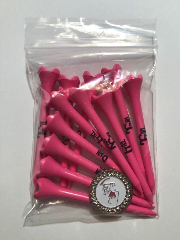 12 Pack of Pink Rain Girl Tees and a Bling Ball Marker